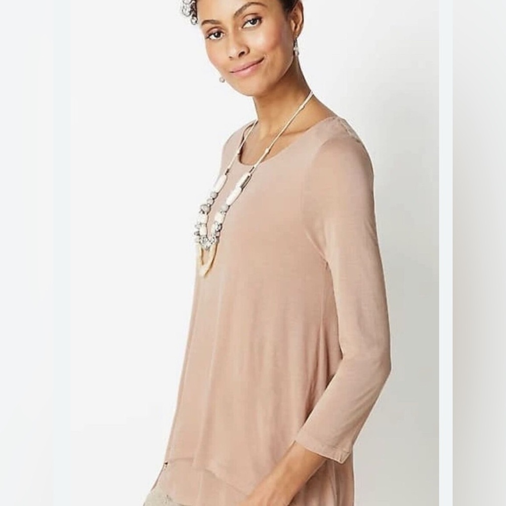 Pure J. Jill NWT Elliptical Layered Tee in Fawn (Pink/Brown Undertones) Size S
